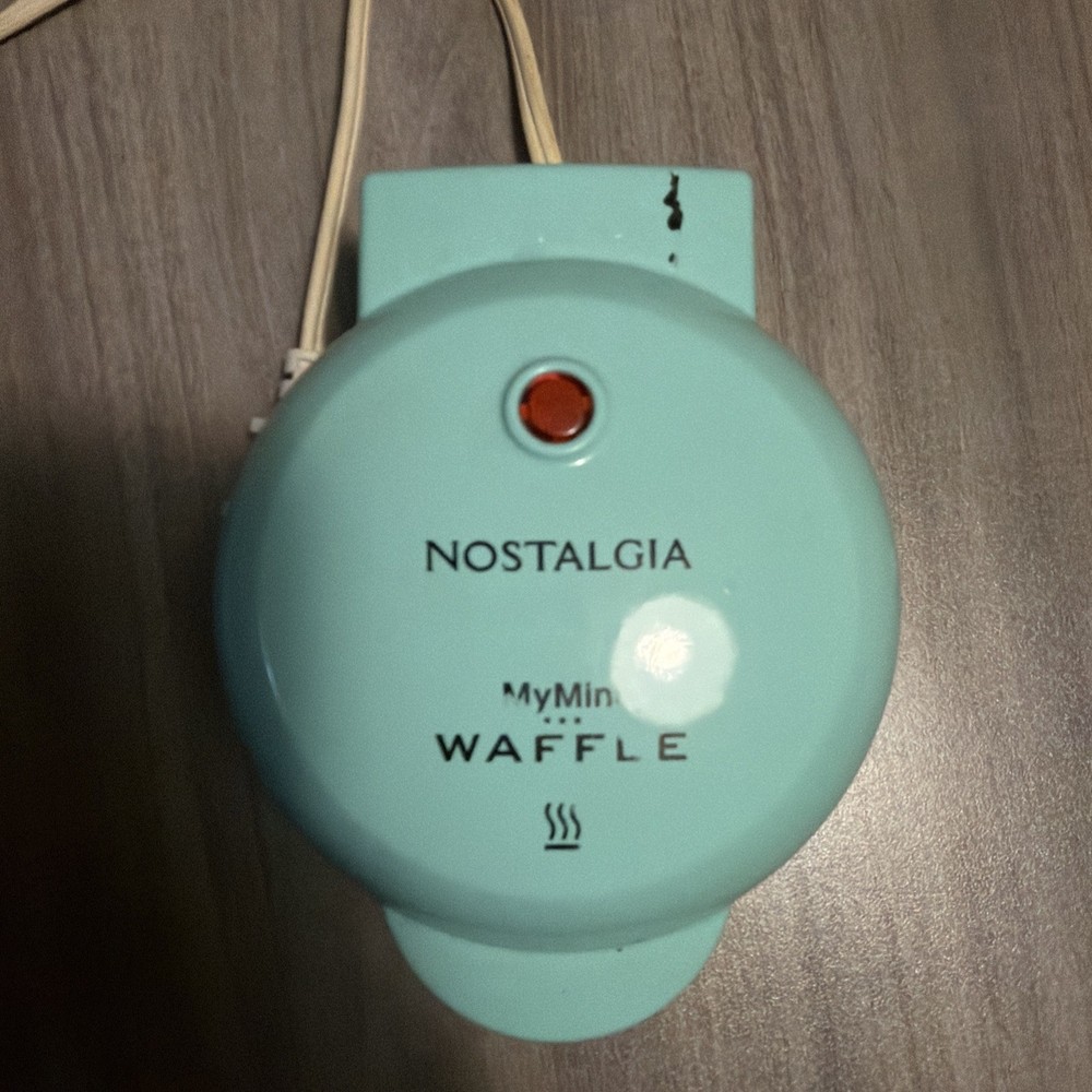 Nostalgia Mini Waffle Maker Blue College Dorm School