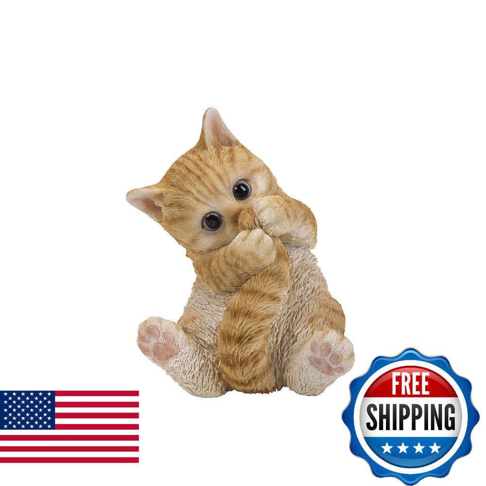 Hi-Line Gift Ltd. Orange Tabby Kitten Playing with Tail