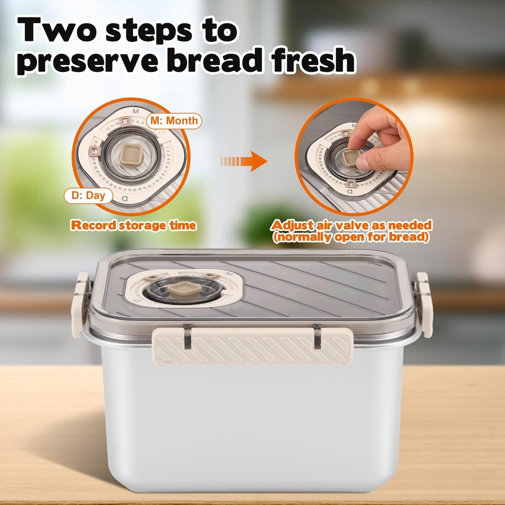 Bread Box for Homemade Bread, Time Recording Bread Storage Container with Lid...