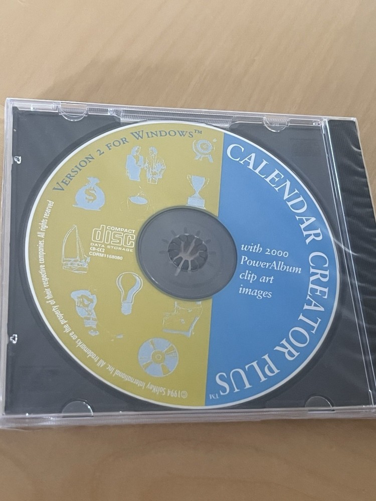New Sealed Calendar Creator Plus Version 2 For Windows CD 1994 Softkey
