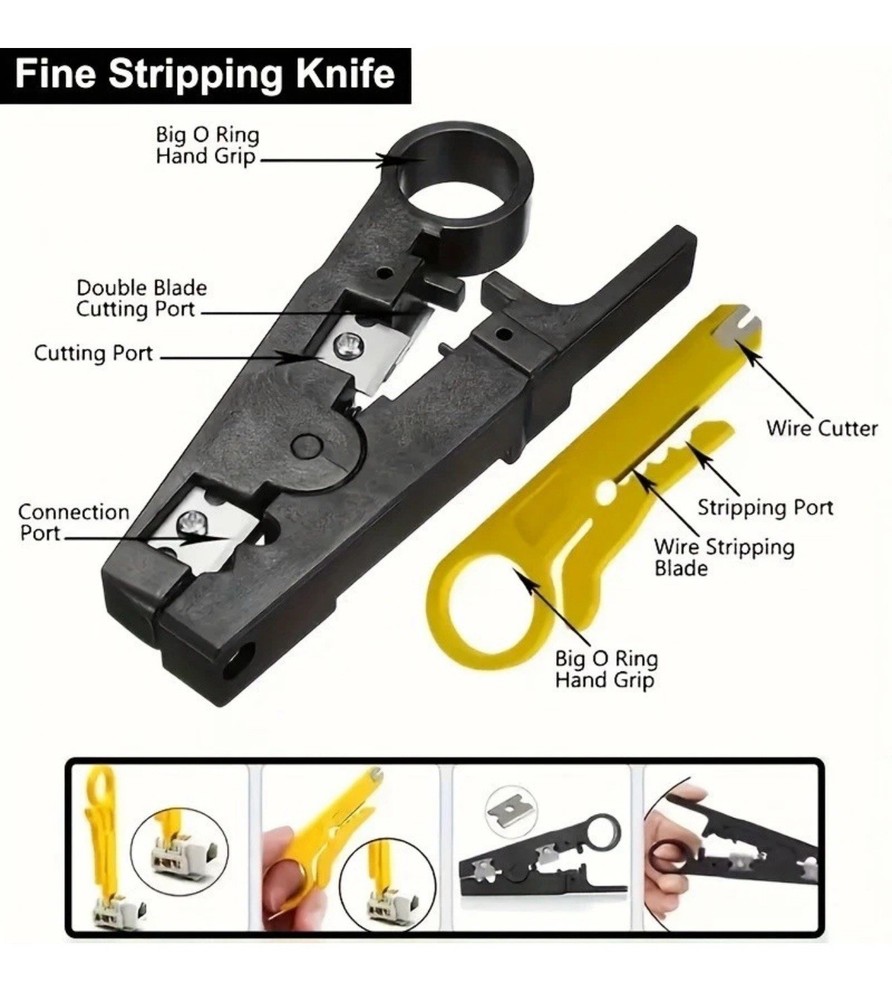 Network Tool Repair Kit -Crimper, Tester & Strippers for Ethernet Cable Work