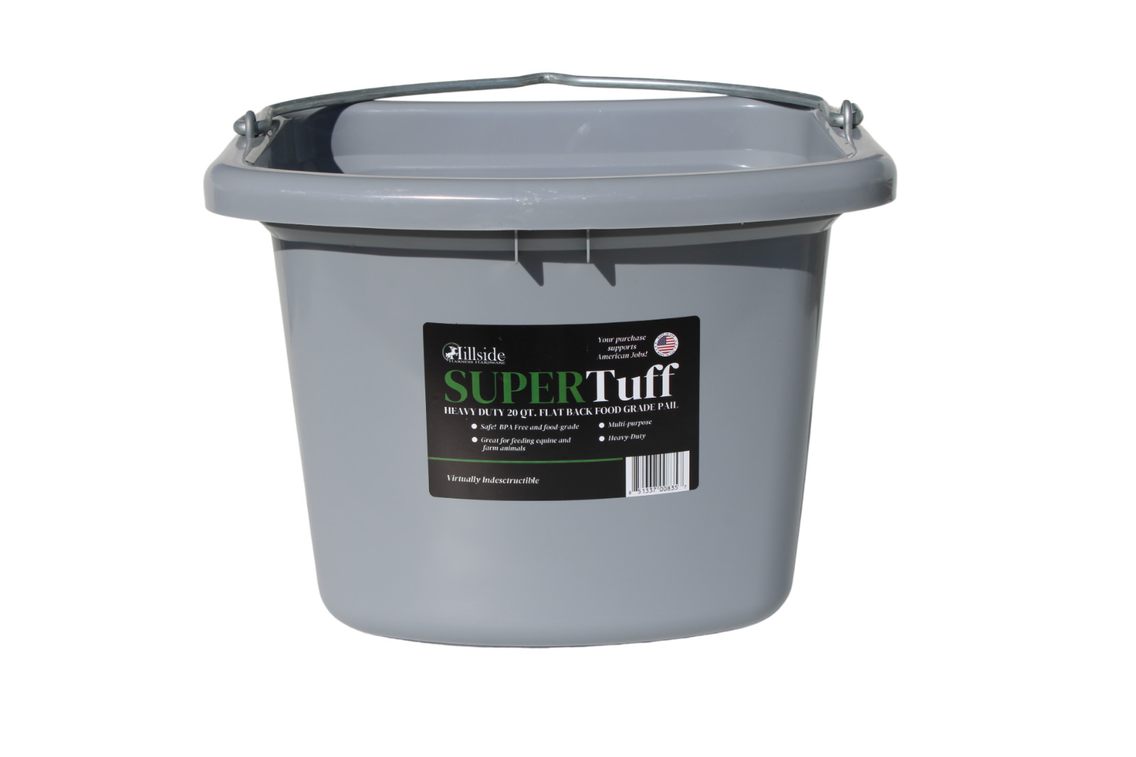 SuperTuff Heavy Duty Horse Water Bucket 5 Gallon Livestock Feeder Grey