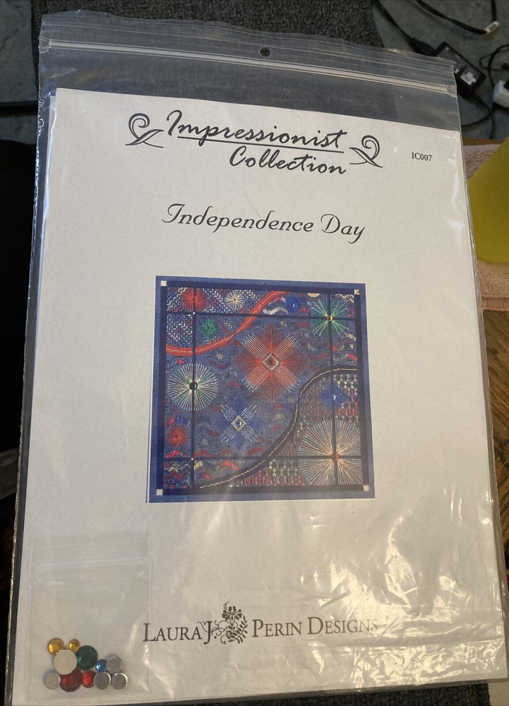 Laura J Perin Designs Independence Day Needlepoint Pattern only + sequins #IC007