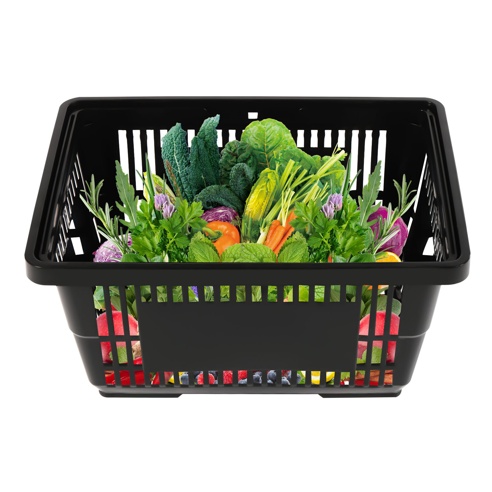 12 PCS Black Plastic Shopping Basket for Market Grocery Retail Store + Handles
