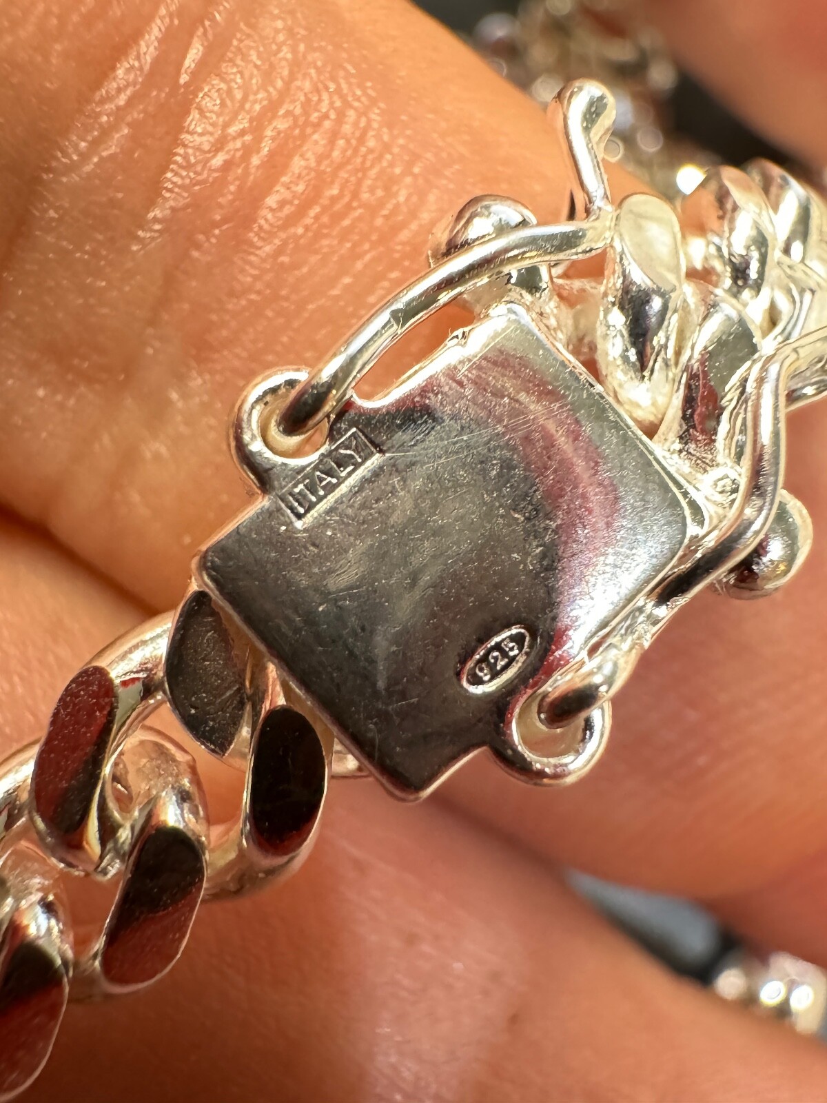 Real Miami Cuban Link Chain Or Bracelet Solid 925 Sterling Silver Box Lock ITALY