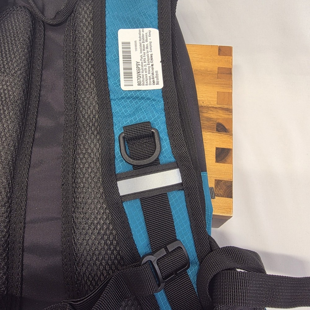 MothyBot Hydration Pack Backpack 2L Bladder Hiking Camping Blue Reflective