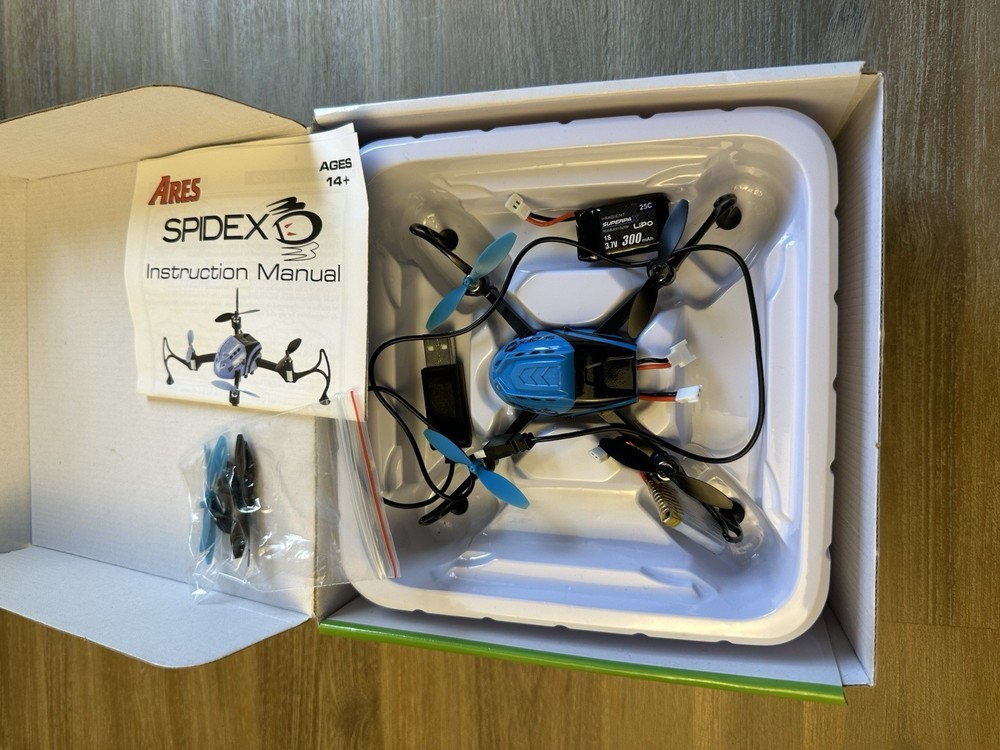 Spidex 3D RTF Micro Quad Drone Blue Ares RC Powers On Untested