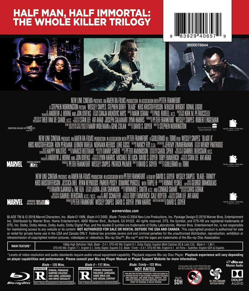 Blade 1-3 Blu-ray Wesley Snipes NEW