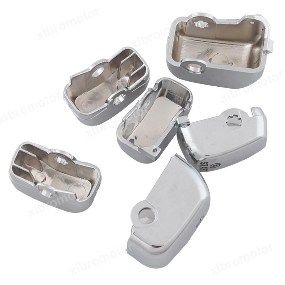 Chrome Switch Housing Cover+6pcs Hand Control Button Switch Caps Fit For Harley