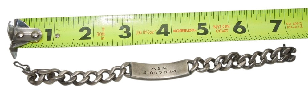 WWII US Army North Africa 1943 WOUNDED IN ACTION Medic STERLING ID Bracelet CA6