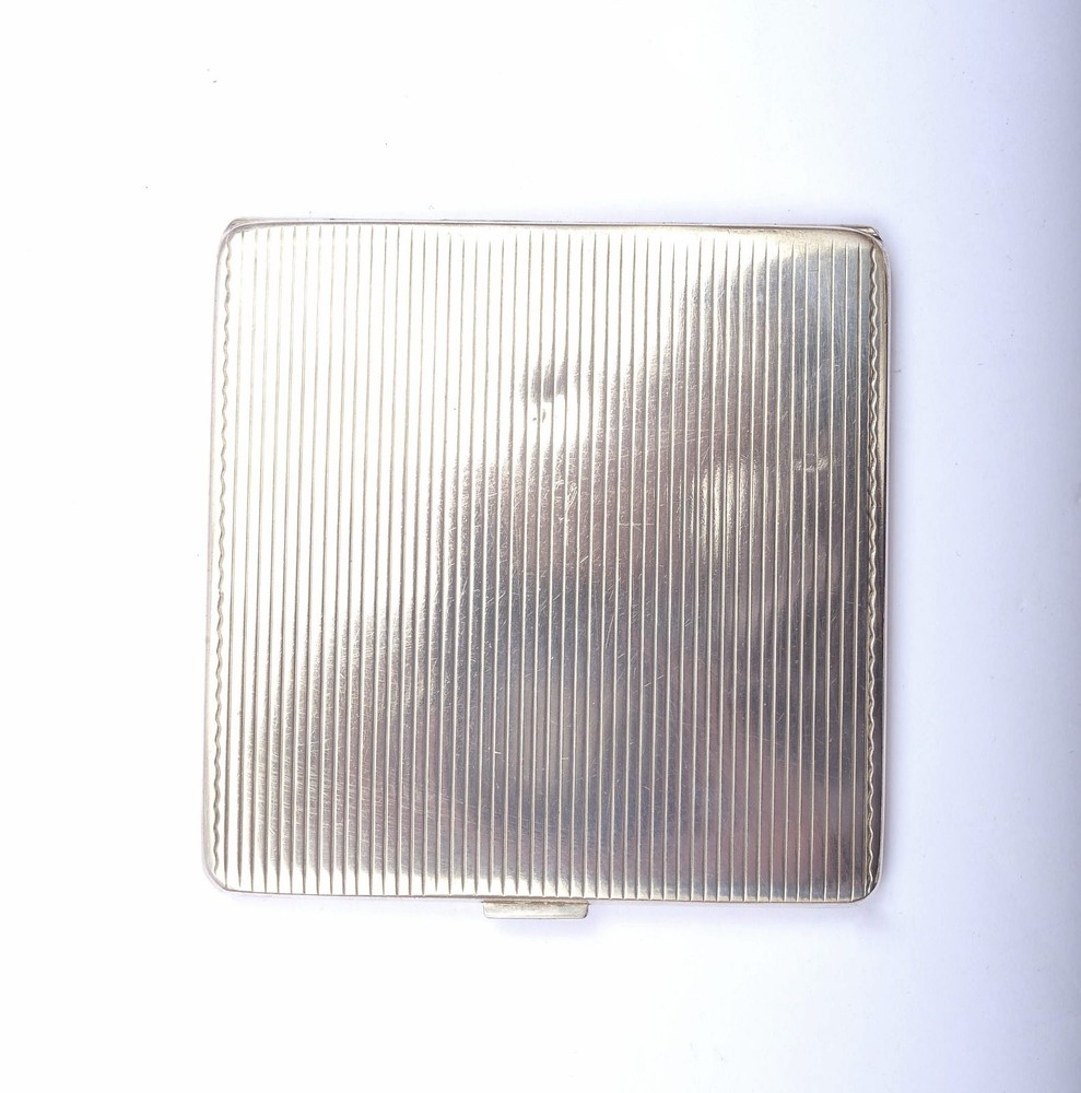 1930's Polish 800 Solid Silver 110 Gram Cigarette Compact Powder Case Box Marked