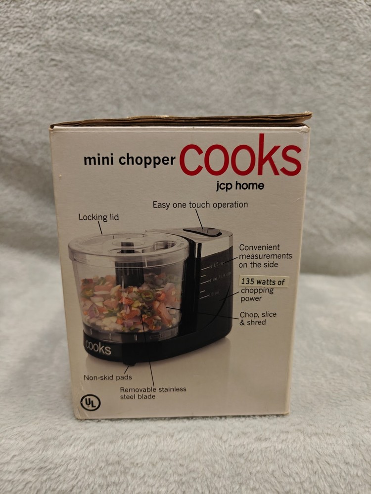 Cooks Mini Chopper Black Compact Food Processor NIB One-Touch Dual Pulse