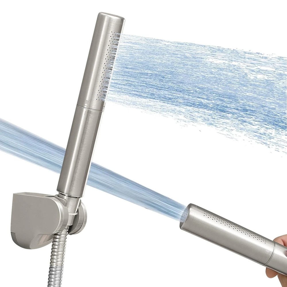Brushed Nickel Brass 2 In 1 Function High Flow Handheld Shower Head S...