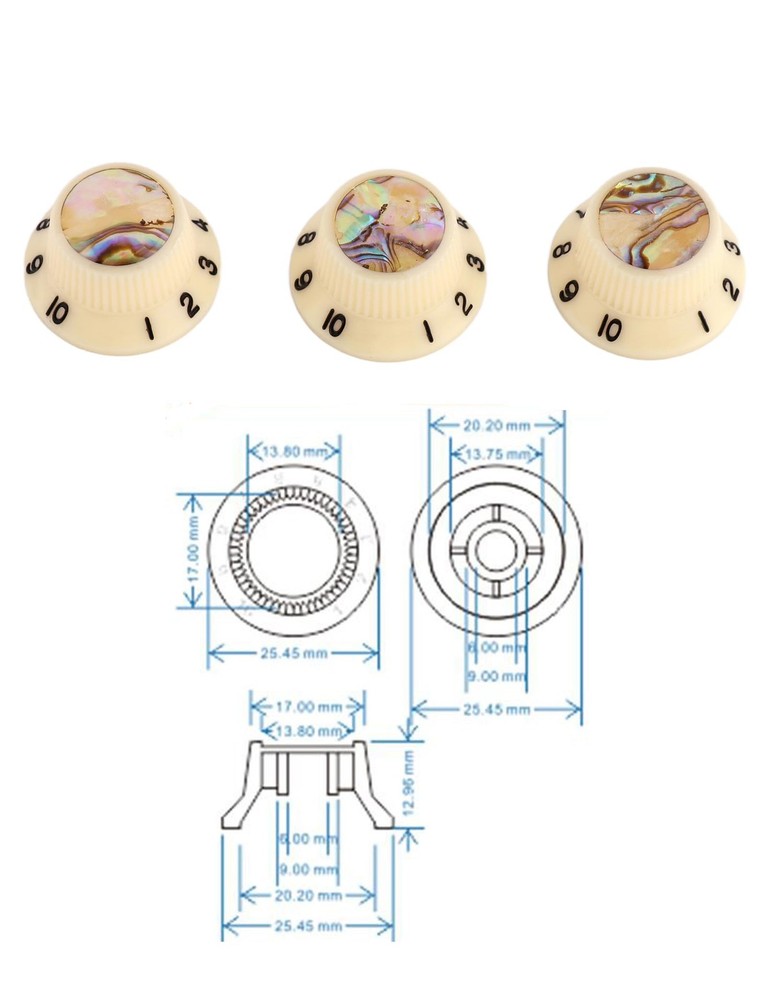 Rubatone Guitar Knobs Abalone Top Speed Control Knobs 6mm Shaft Pots Volume T...