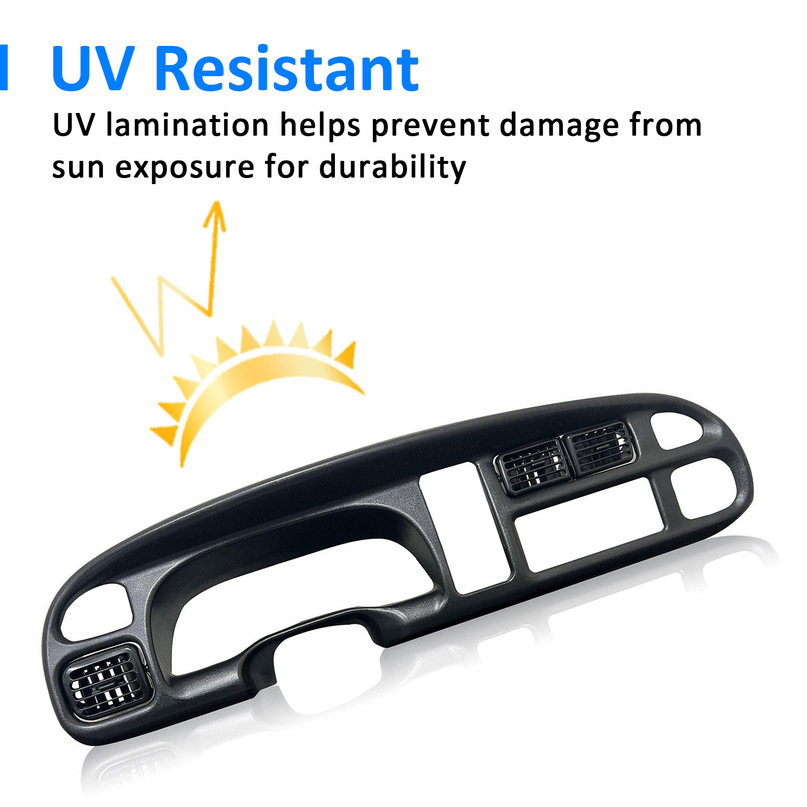 For 98-2002 Dodge Ram 1500 2500 3500 Pickup Black Dash Board Bezel W/ Vents