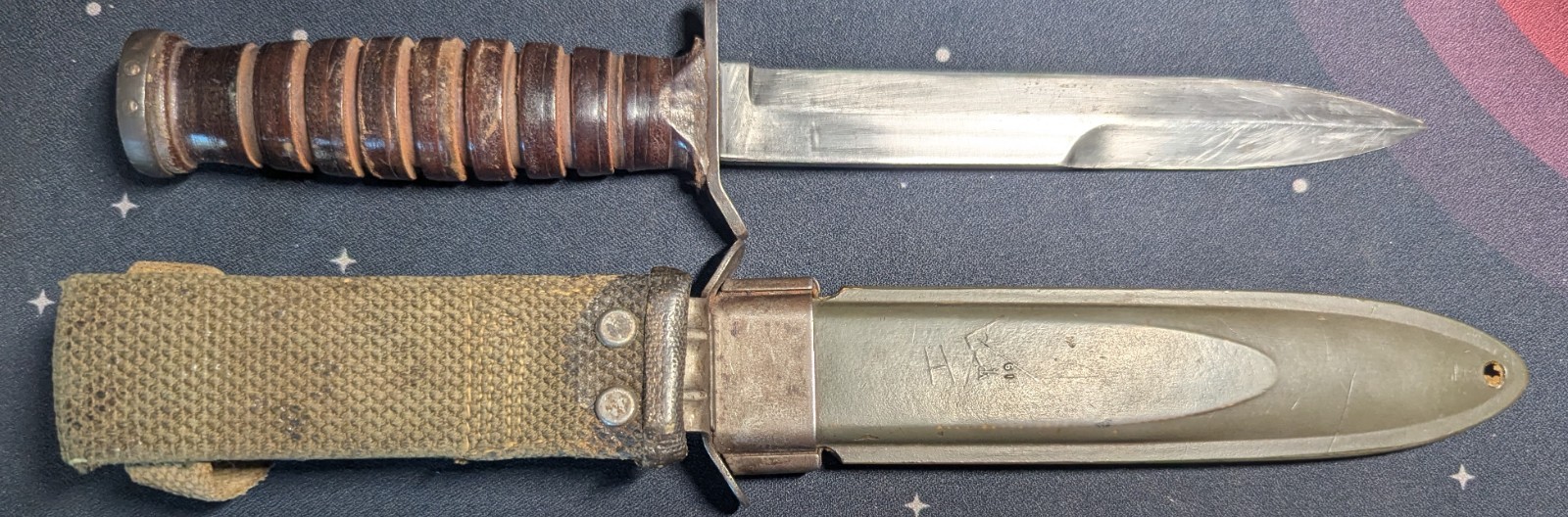 WWII US Trench Fighting Knife - US M3 CAMILLUS Blade with USM8 Scabbard/Sheath