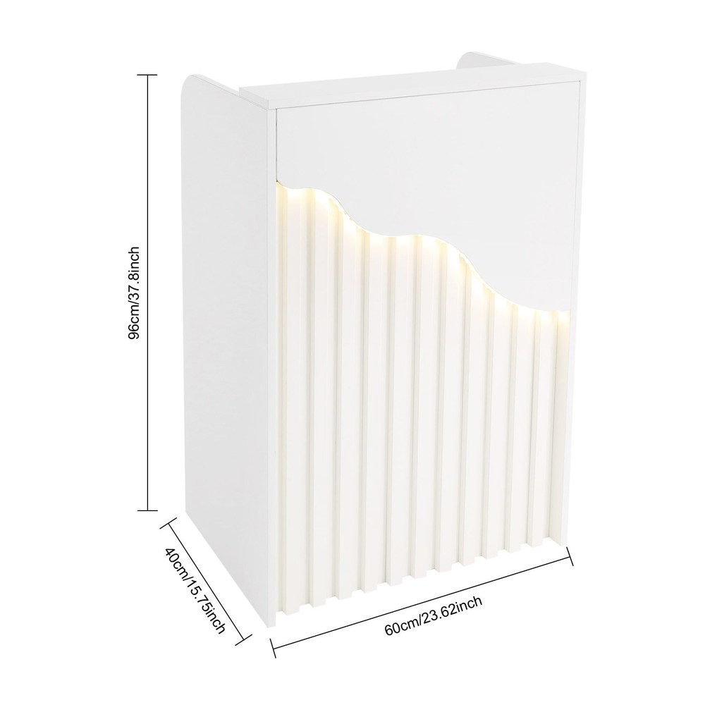 Modern Warm White Reception Desk, Reception Counter With a Lockable Drawer