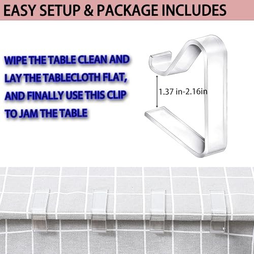 24 Pieces Transparent Clear Tablecloth Clips, Plastic Table Cloth Medium
