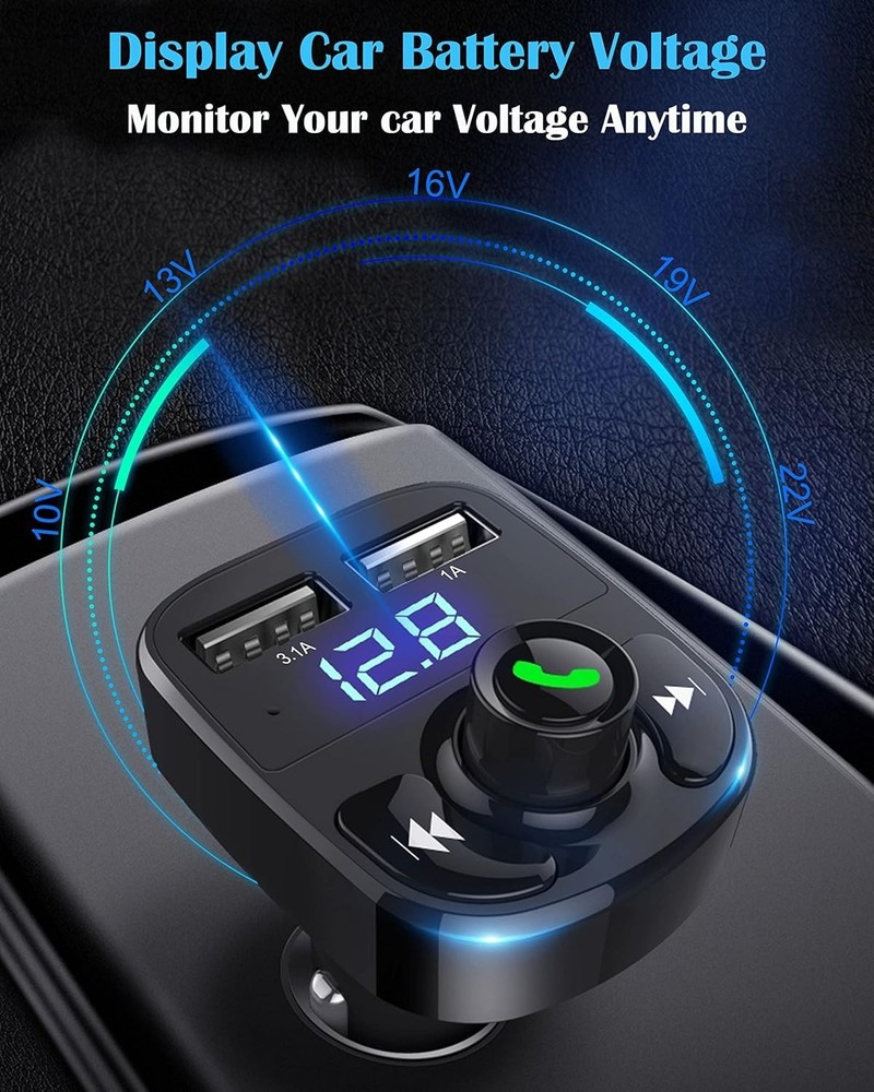 Portable Bluetooth FM Transmitter for Clear Calls & Music with USB Charger