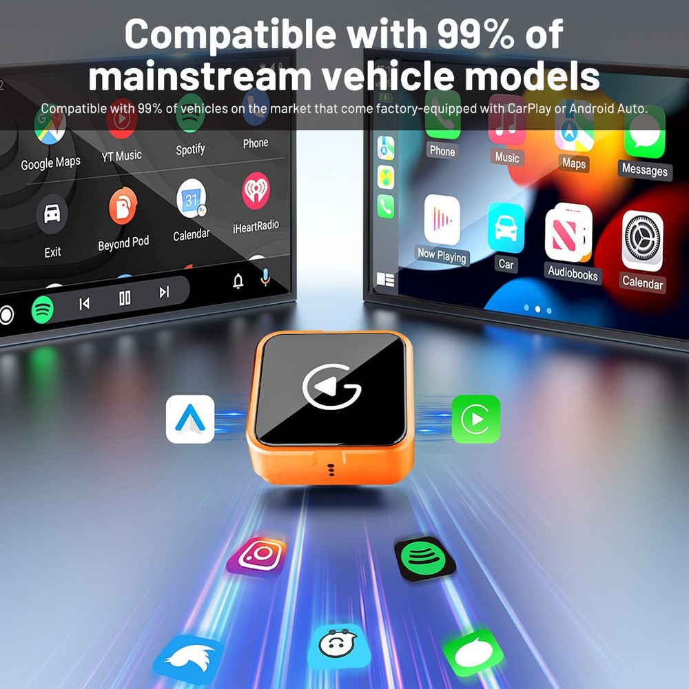 Wireless CarPlay Adapter for Apple iPhone & Android Auto USB Adapter Plug & Play
