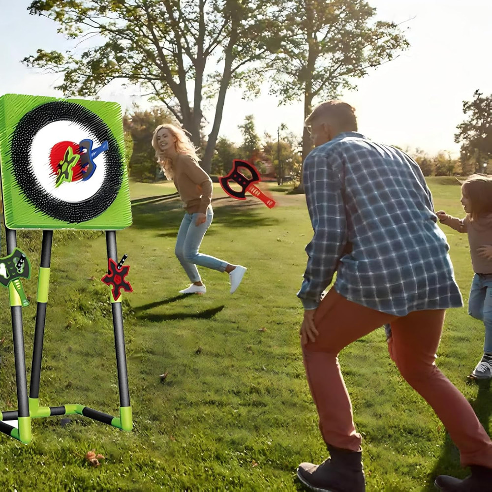 Axe Throwing Game for Backyard - 2-In-1 Axe Throwing Target Set with 4 Throwing