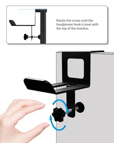 Monitor Back Stand for Headphone, No Adhesive Needed Space Saving Desk Black
