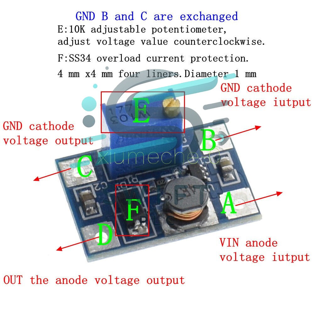 2PCS DC-DC SX1308 2A Converter Step-UP Adjustable Power Module Booster