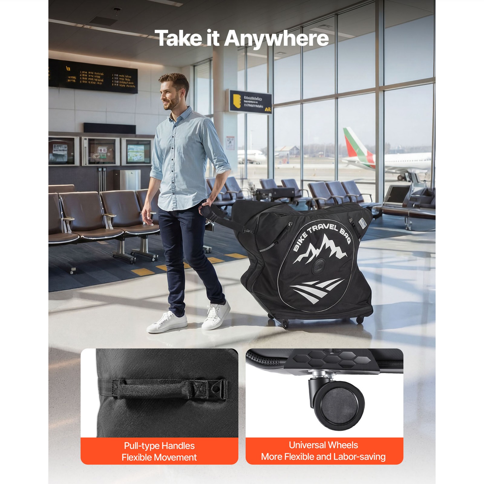 Uimoso Bike Travel Bag for 37-42 in Wheelbase, 600D Bicycle Storage Case