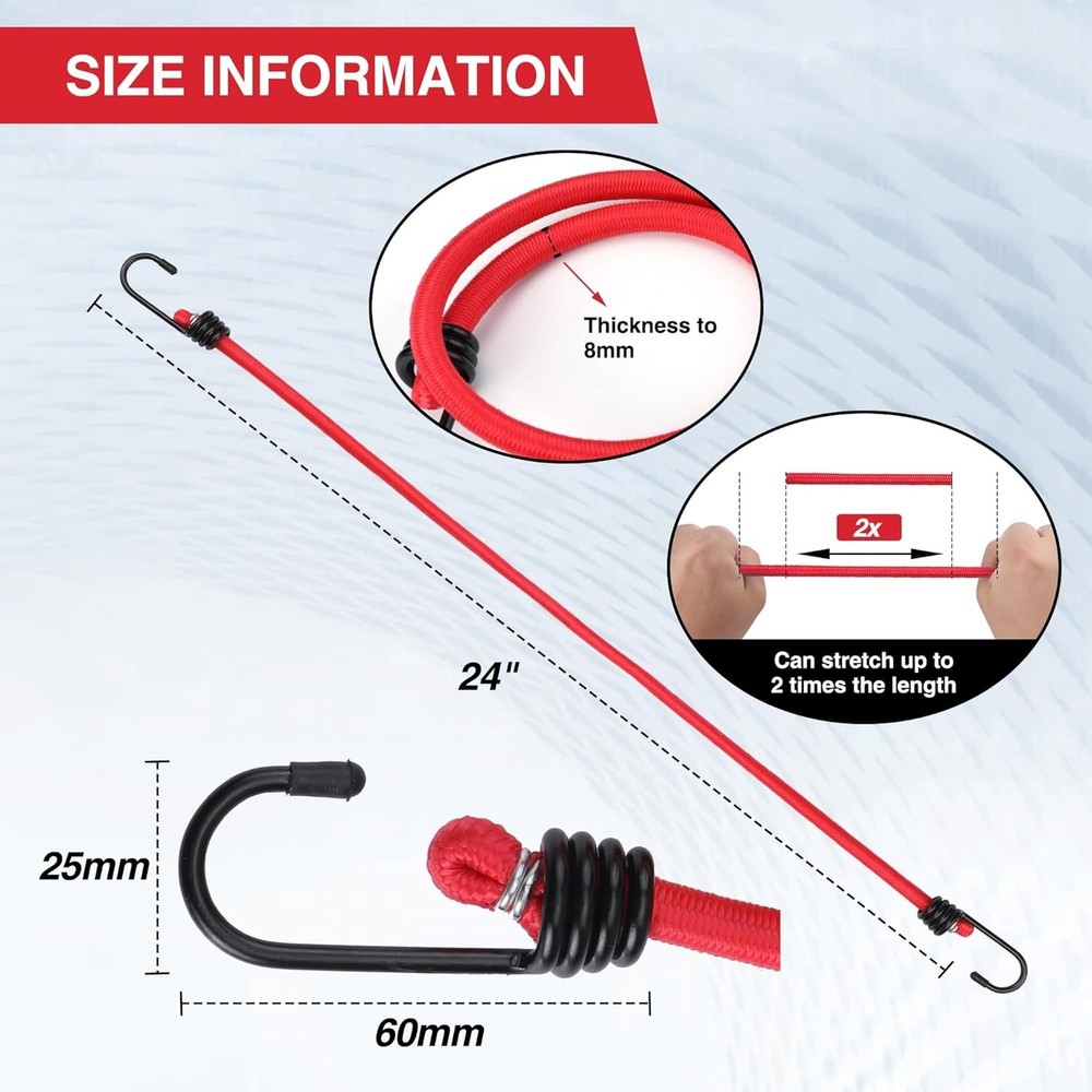 22-Piece Heavy-Duty Bungee Cord Set with Hooks - Multi-Size Ultimate Solution