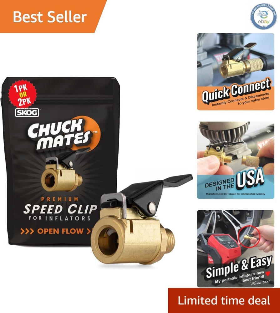 Lightweight Quick-Connect Tire Inflator Chuck -  Brass, 1 Pack