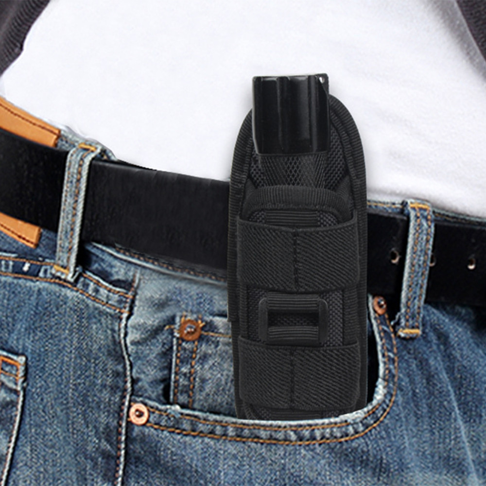 Tactical Flashlight Pouch Adjustable Torch Carry Case with 360-Degree Rotatable