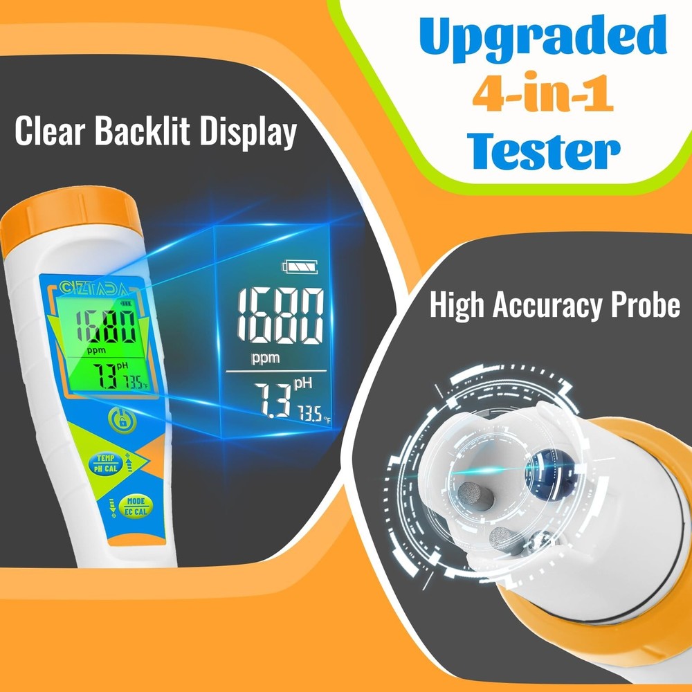 pH Meter for Water Digital EC and PPM Meter for Hydroponics Nutrien... Fast Ship