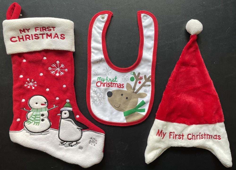 My First Christmas Bib, Hat, and Stocking Set PLEASE READ NOTE