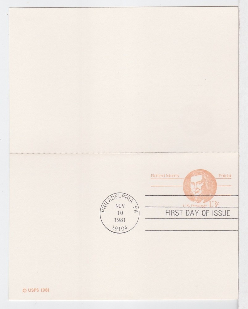TurtlesTradingPost- Robert Morris Postal Reply Card 1981 #UY33 FDC