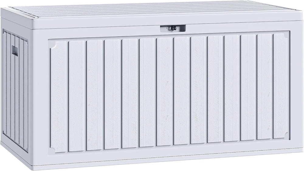 90 Gallon Large Deck Box, Double-Wall Resin Outdoor Storage Boxes, Deck Storage