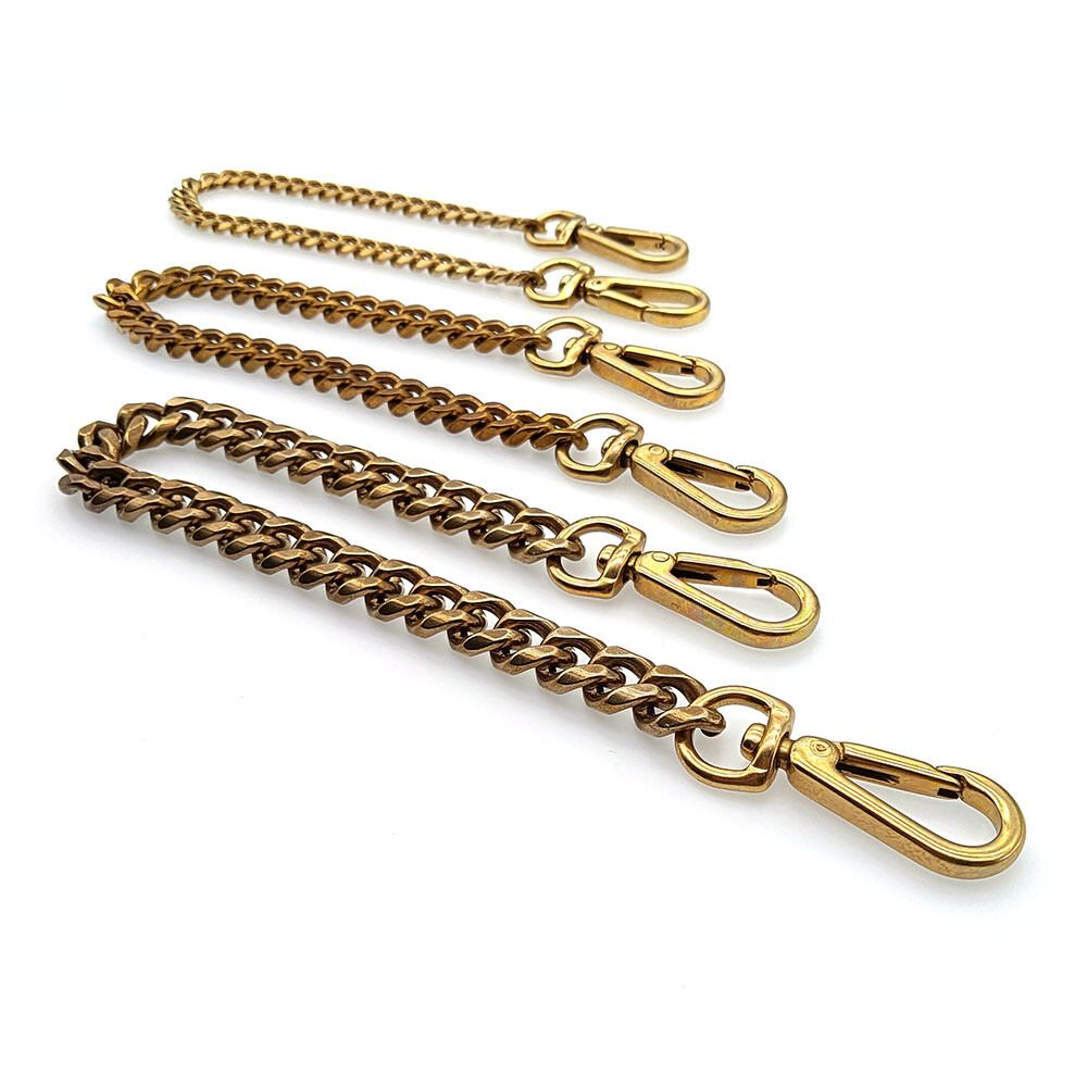 Solid Brass Flat Curb Key Chains Strap Handbag Purse replacement Accessories DIY