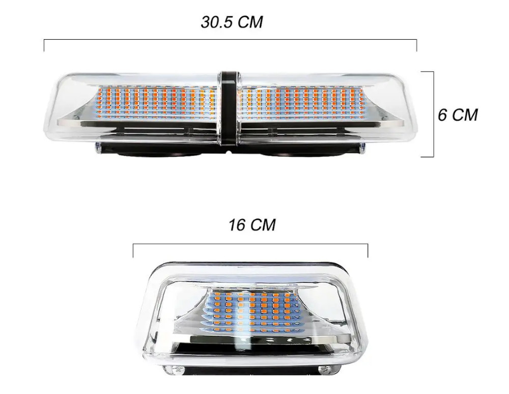 Bolt-On Warning Beacon Light LED Amber 12v 24v light Bar 8 Modes + Controller