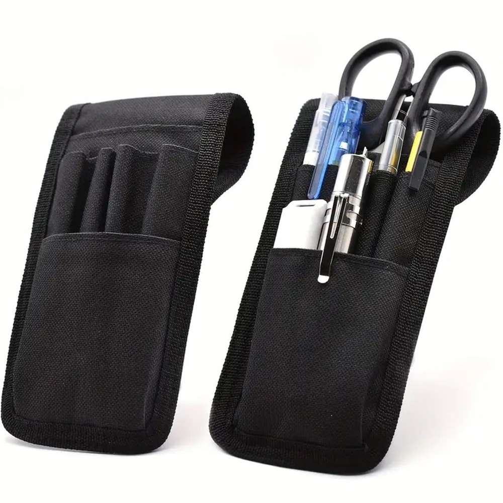2 Pcs Belt Pen Holder, Multifunctional Adjustable Black