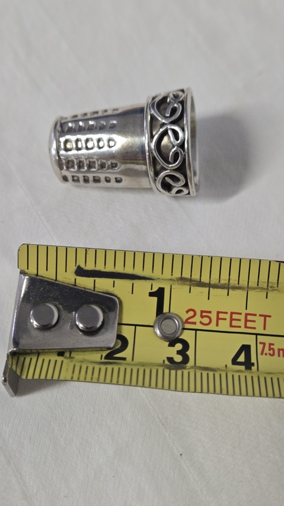 Antique 925 Silver Ornate Sewing Thimble