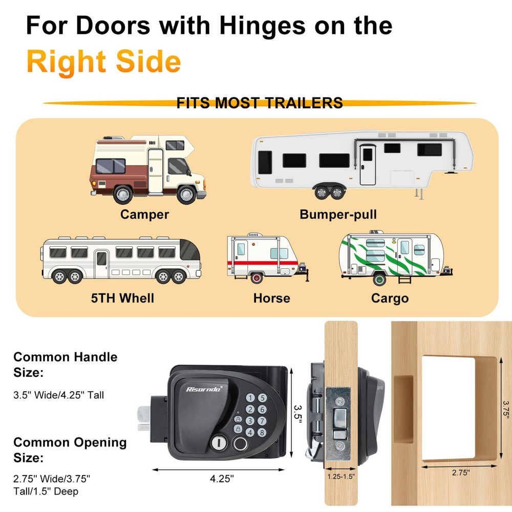 RV Door Lock Keyless Entry 4-in-1 RV Locks Replacement with APP
