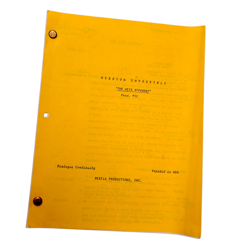 MISSION IMPOSSIBLE 1969 TV Show Dialogue Continuity Script +Spotting Script Vtg
