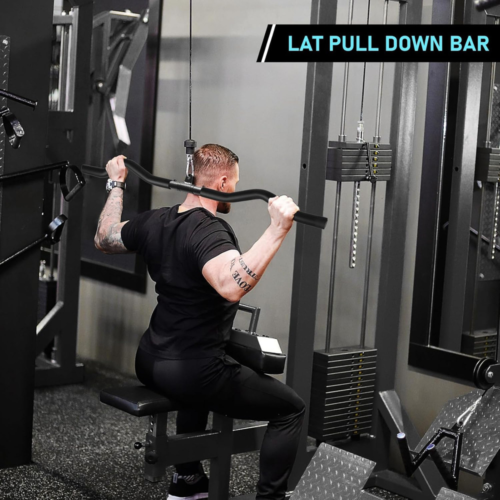 LAT Pull Down Bar, Detachable LAT Pulldown Attachment with Swivel Joint Wide Gri