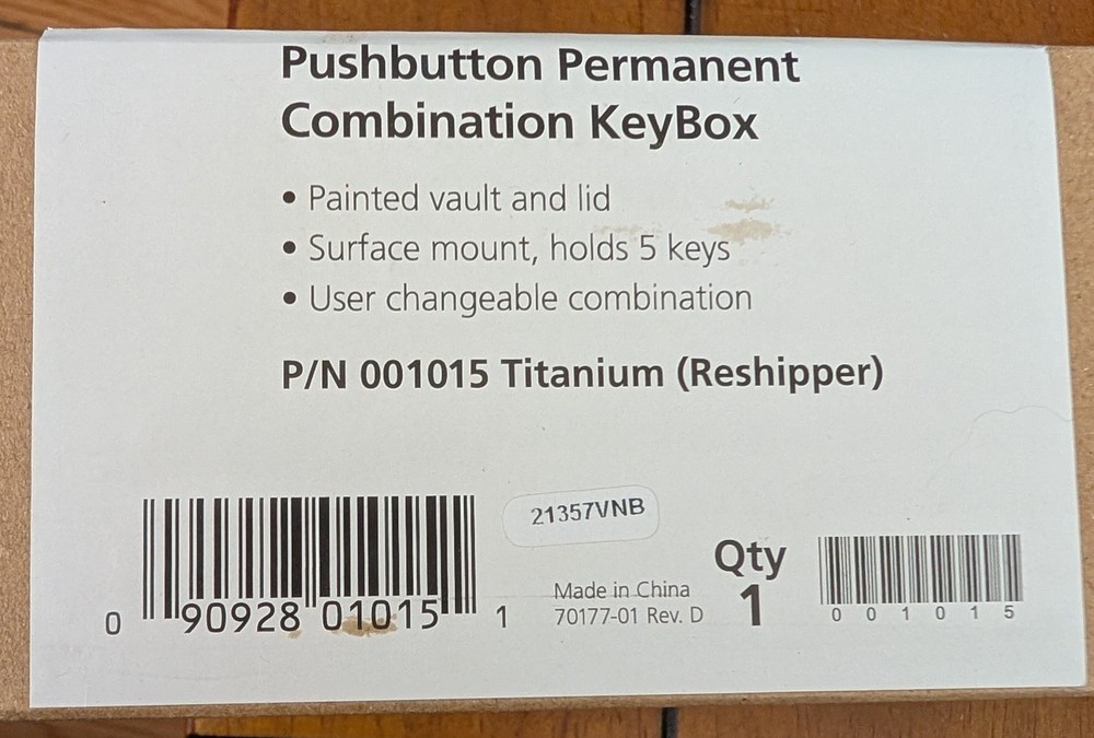 KIDDE 1015 Lock Box,Surface Mount,5 Keys Factory Sealed Box