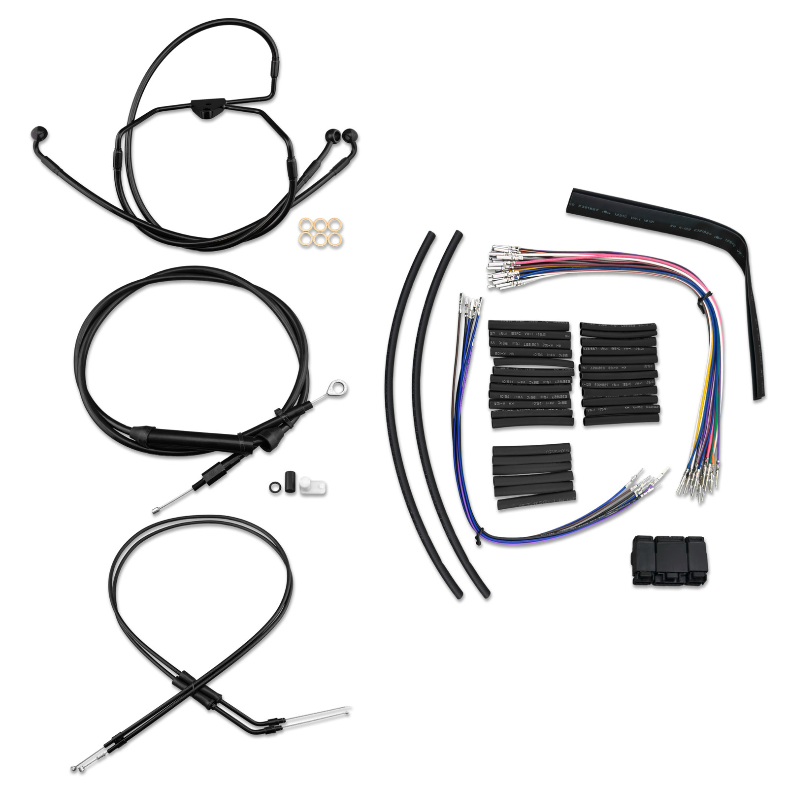 Stainless Cable Brake Line Kit 12" Black Apes 2002-2006 Harley Touring NoCruise