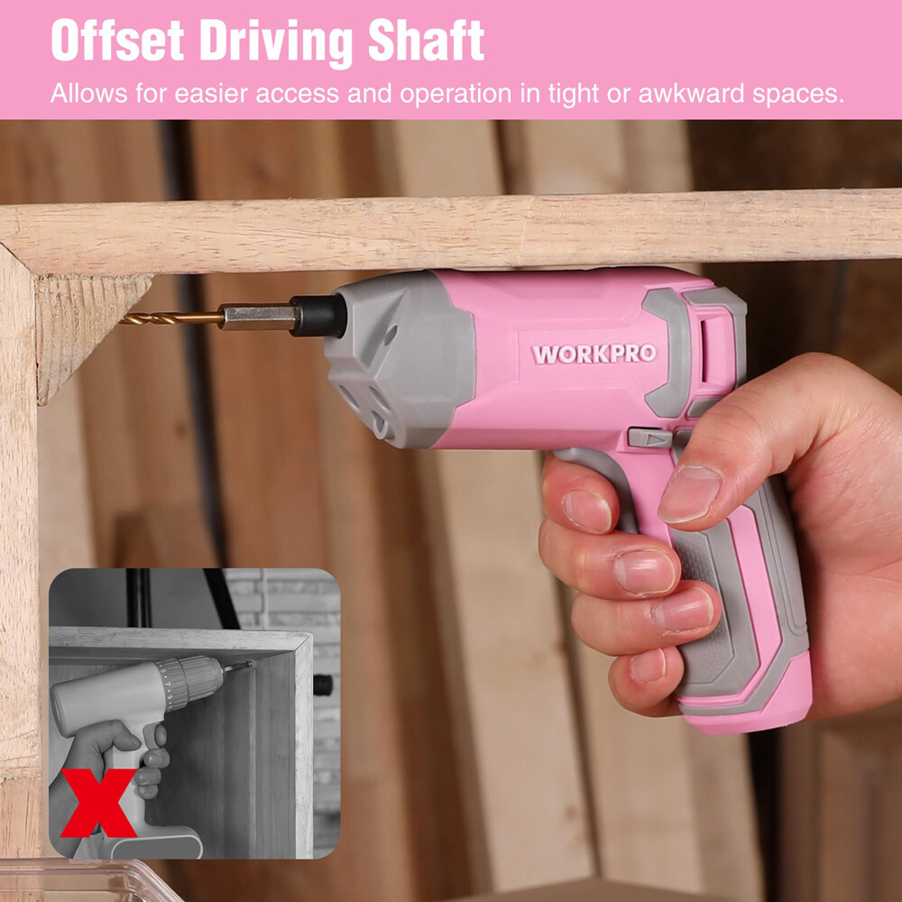 WORKPRO 3.6V Cordless Screwdriver Set Rechargeable Eccentric Screwdriver 24 Bits