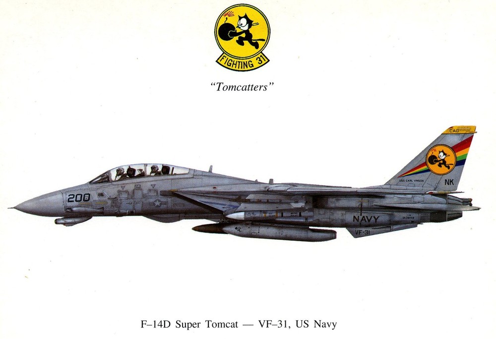 F-14D , VF-31 " TOMCATTERS " POSTCARD