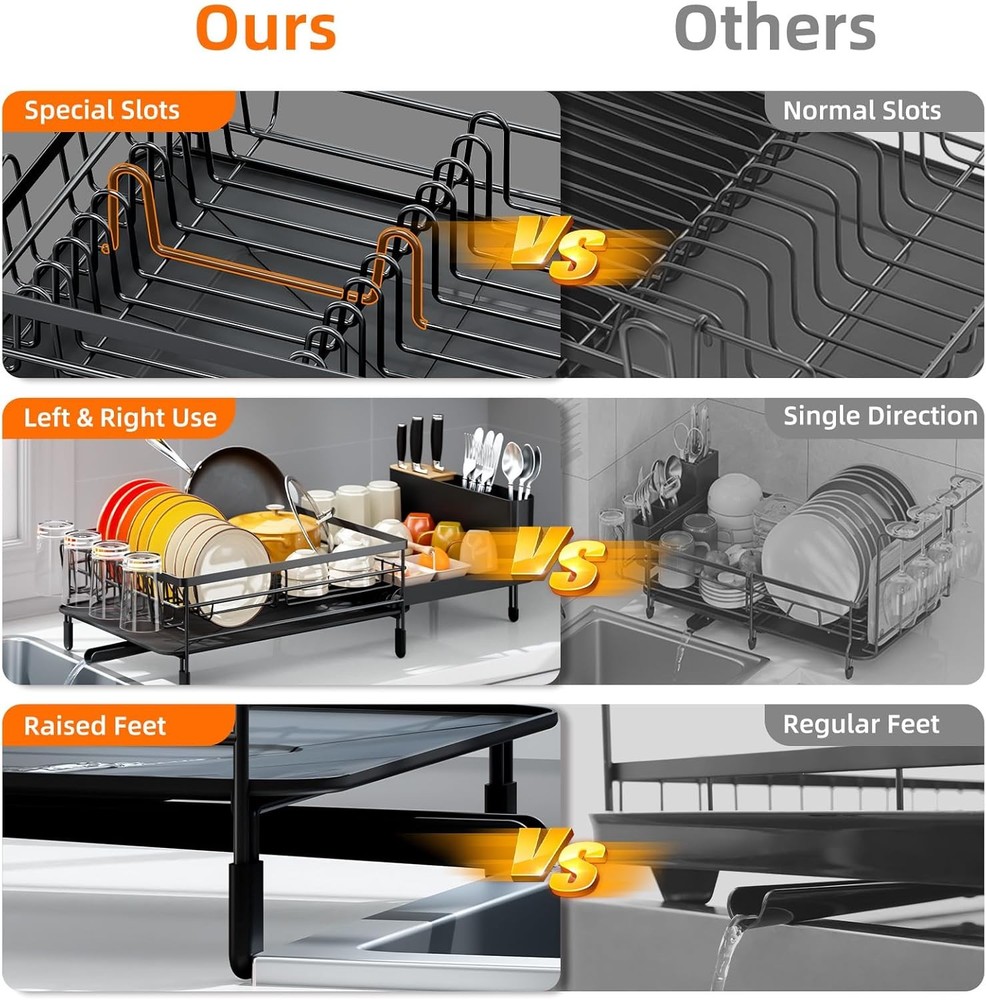 Large Dish Drying Rack Expandable Dish Racks Kitchen Counter Multifunctional