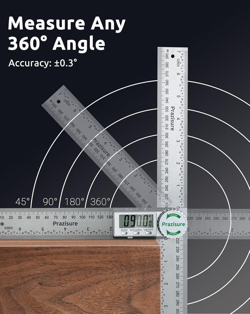 Digital Angle Finder Protractor, 7inch Professional Angle Measuring Tool for Woo