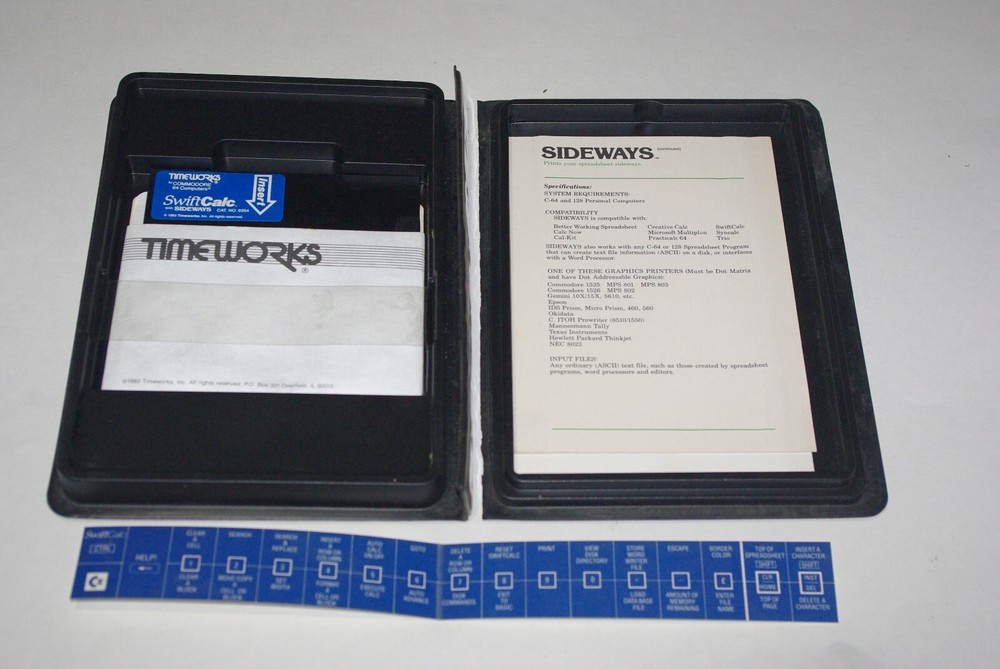 SWIFT CALC by TIMEWORKS spreadsheet C64 Disc software. 1983 excellent
