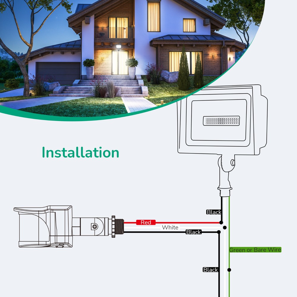 EDISHINE Motion Sensor, Automatic Dusk to Dawn,Detection Range,Brown,Floodlight